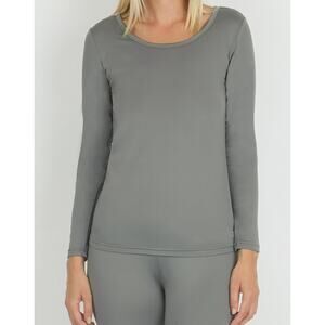 Innersy Womens Tops Thermal Underwear Round Neck Base Layer Shirt Gray Size S